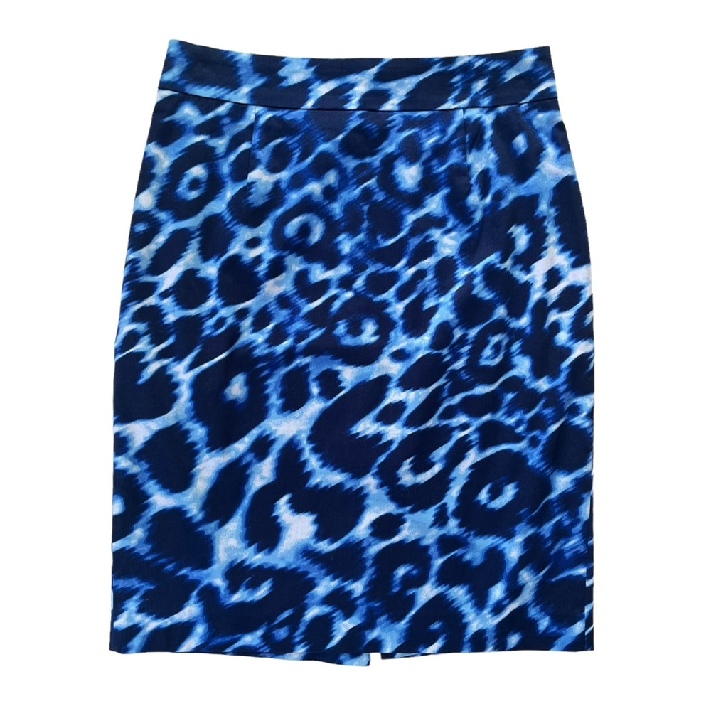 DIANE von FURSTENBERG Womens Size 4 Blue Navy Blurred Leopard Print Pencil Skirt
